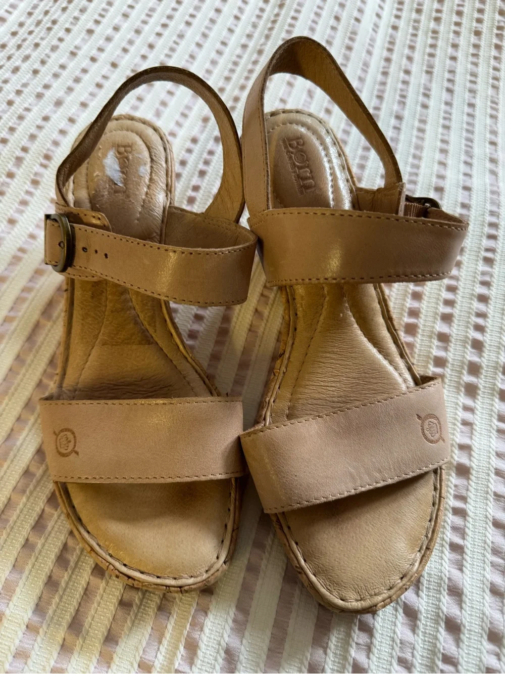Born Women's Tan Leather Wedge Sandals